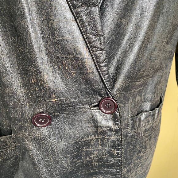 Fidelity Leather men 40 distressed vintage 1 button leather coat black - Picture 3 of 10